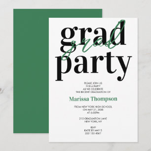 Modern Calligraphy Green Graduation Party  Invitation