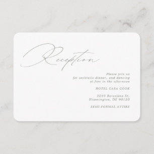 Modern Calligraphy Green Sage Wedding Reception Enclosure Card