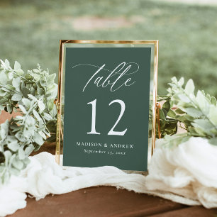 Modern Calligraphy Green Wedding Table Number