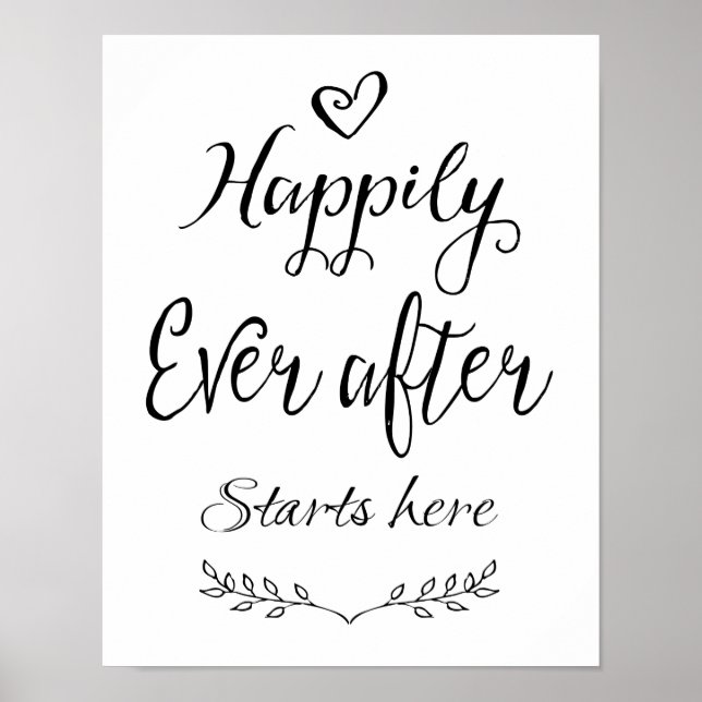 Modern Calligraphy Happily Ever after start print (Front)