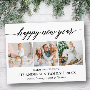 Modern Calligraphy Happy New Year 3 Photo Postcard