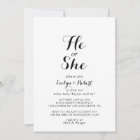 Modern Calligraphy He or She Gender Reveal 