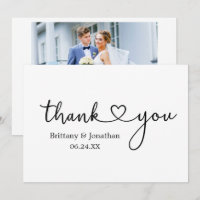 Modern Calligraphy Heart Wedding Photo Back