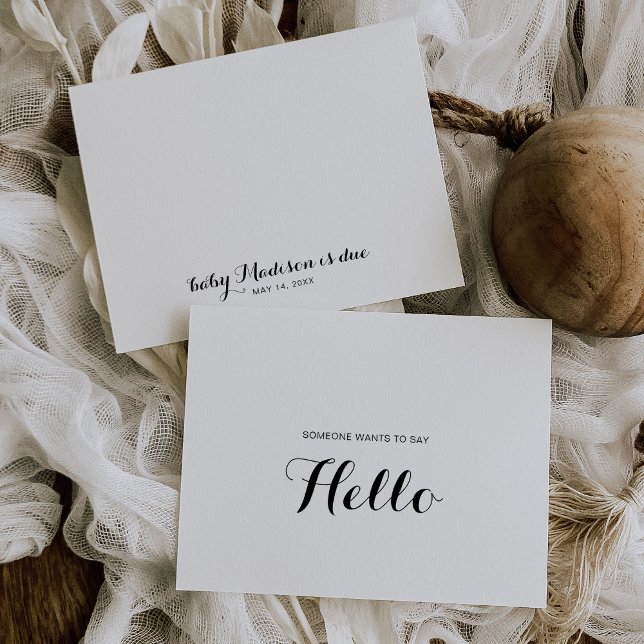 Modern Calligraphy Hello Baby Announcement Card (Creator Uploaded)
