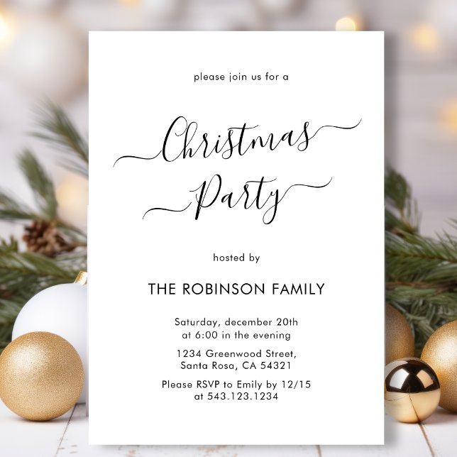 Modern  Calligraphy Holiday Christmas Party Invitation (Creator Uploaded)