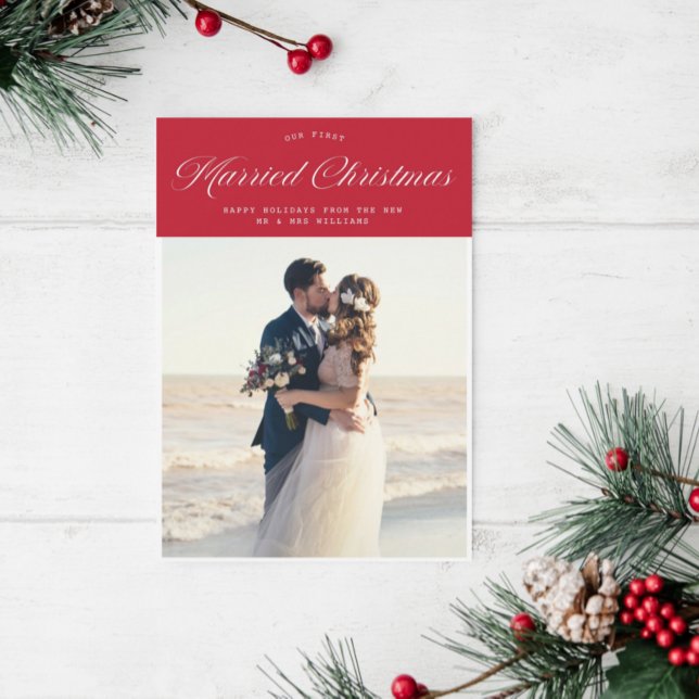 Modern calligraphy holiday wedding announcement (Creator Uploaded)