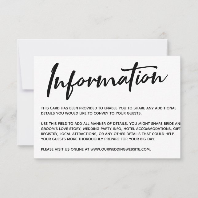 Modern Calligraphy Information Gold Striped Back RSVP Card (Front)