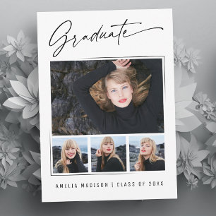 Modern Calligraphy Ink Script 4 Photo Graduate Announcement