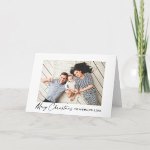 Modern Calligraphy Ink Script Christmas Fold Photo Holiday Card