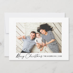 Modern Calligraphy Ink Script Christmas Photo Holiday Card