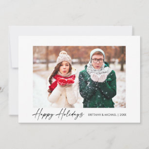 Modern Calligraphy Ink Script Couple Photo Holiday Card