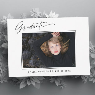 Modern Calligraphy Ink Script Graduate Photo Announcement