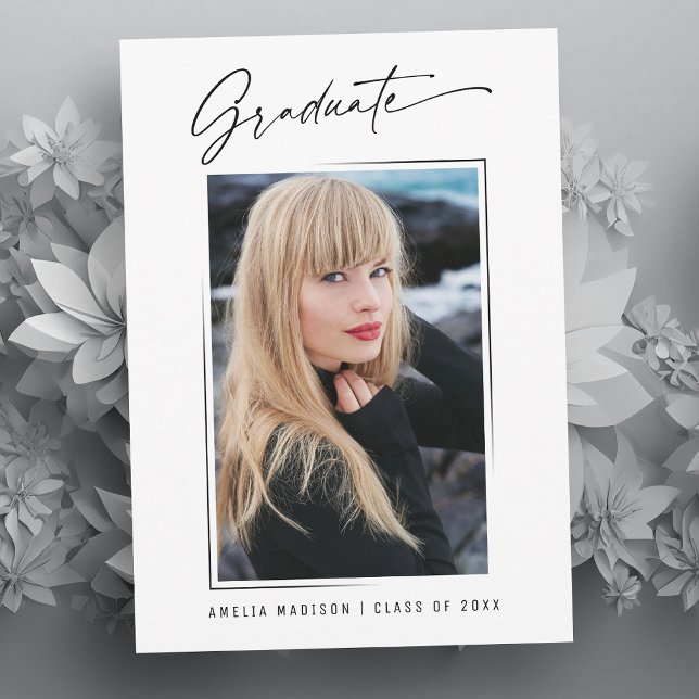 Modern Calligraphy Ink Script Graduate Photo Announcement (Creator Uploaded)