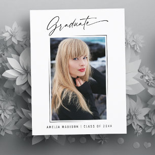 Modern Calligraphy Ink Script Graduation Photo Postcard