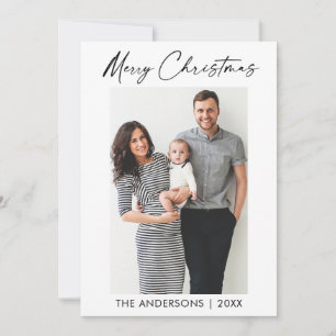 Modern Calligraphy Ink Script Photo Christmas Holiday Card