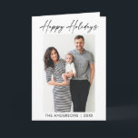 Modern Calligraphy Ink Script Photo Folded Holiday Card<br><div class="desc">Modern Minimalist Elegance Calligraphy Ink Pen Handwritten Script Happy Holidays Photo Folded Holiday Card</div>