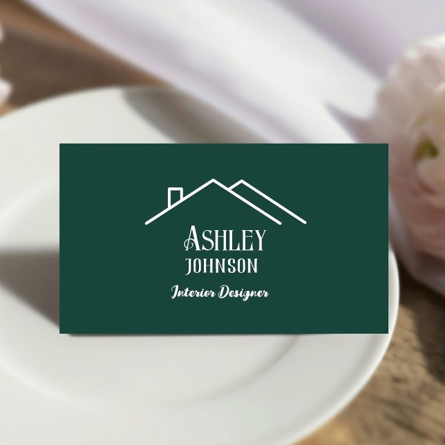 Modern Calligraphy Interior Designer House Decor Business Card (Creator Uploaded)