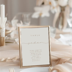 Modern Calligraphy Ivory Seven Table Number