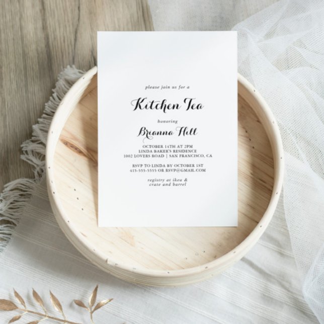 Modern Calligraphy Kitchen Tea Bridal Shower Invitation (Creator Uploaded)