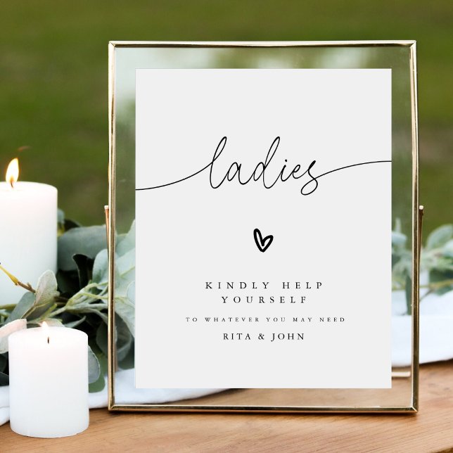 Modern Calligraphy Ladies Bathroom Wedding Sign (Creator Uploaded)