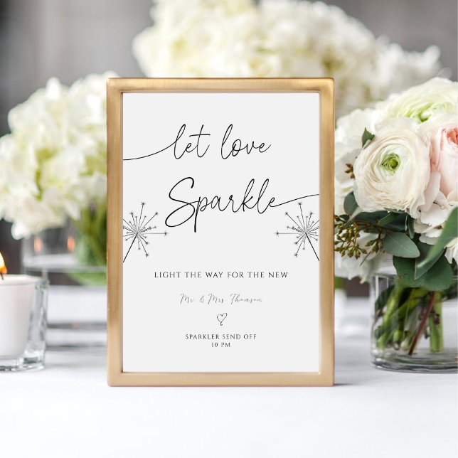 Modern Calligraphy Let Love Sparkle Wedding Sign (Creator Uploaded)