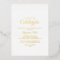 Modern Calligraphy Let's Celebrate Party Gold  