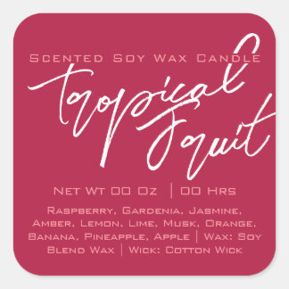 Modern Calligraphy Lettering Dark Pink Candle Square Sticker