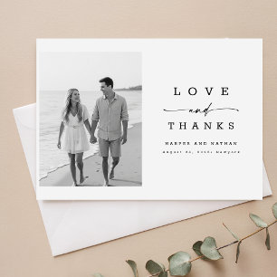 Modern Calligraphy Lettering Wedding Photo Thank You Card
