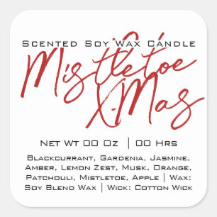 Modern Calligraphy Lettering White Black Candle Square Sticker