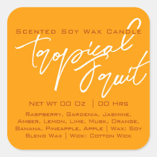 Modern Calligraphy Lettering Yellow Orange Candle Square Sticker