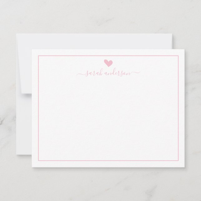 Modern Calligraphy Light Pink Heart Personalised Card (Front)