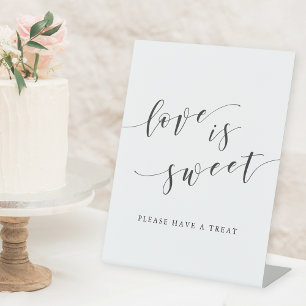 Modern Calligraphy Love is Sweet Wedding Table Pedestal Sign