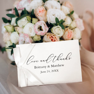 Modern Calligraphy Love Thanks Wedding Note Thank You Card
