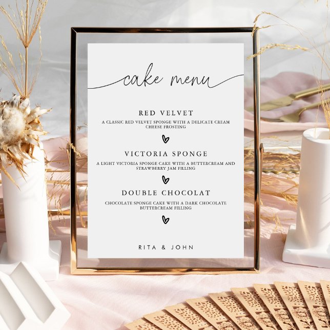 Modern calligraphy Menu Cake Wedding Cake Sign (Creator Uploaded)