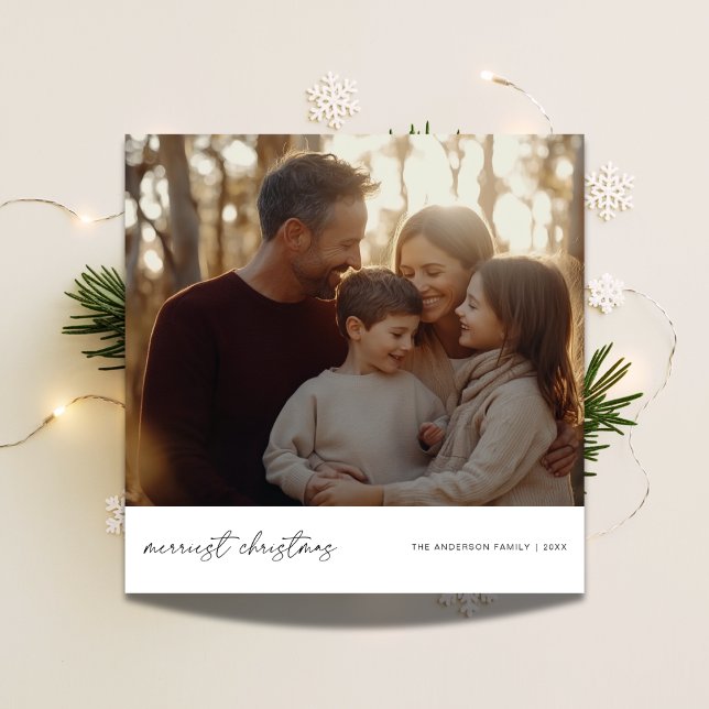 Modern Calligraphy Merriest Christmas Photo Card (Creator Uploaded)