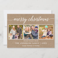 Modern Calligraphy Merry Christmas 3 Photo Kraft