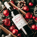 Modern Calligraphy Merry Christmas Business Wine Label<br><div class="desc">Simple,  modern and festive script calligraphy "Merry Christmas" in red wine labels for your business. Make a great business holiday gift.</div>