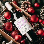 Modern Calligraphy Merry Christmas Business Wine Label<br><div class="desc">Simple,  modern and festive script calligraphy "Merry Christmas" in pink wine labels for your business. Make a great business holiday gift.</div>