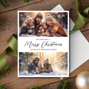 Modern Calligraphy Merry Christmas Fun Photo  Holiday Card