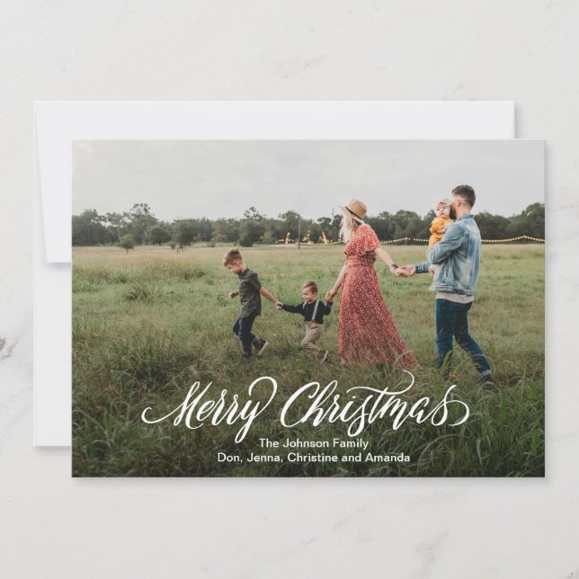 Modern Calligraphy Merry Christmas Holiday Card (Front)