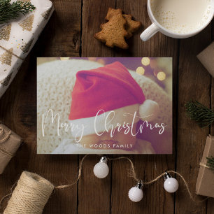 Modern Calligraphy Merry Christmas Photo Holiday Card