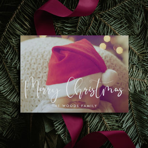 Modern Calligraphy Merry Christmas Photo Holiday Card