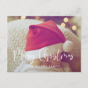 Modern calligraphy Merry Christmas photo Postcard