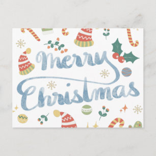 Modern Calligraphy Merry Christmas Postcard