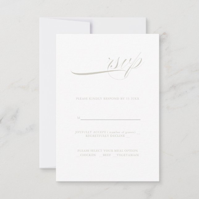 Modern Calligraphy Minimalism RSVP  Card (Front)