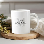 Modern Calligraphy Monogram Coffee Mug<br><div class="desc">Custom-designed coffee mug featuring modern black and white calligraphy monogram design.</div>