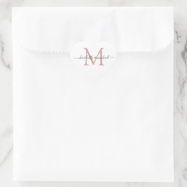  Modern Calligraphy Monogram  Heart Sticker (Bag)