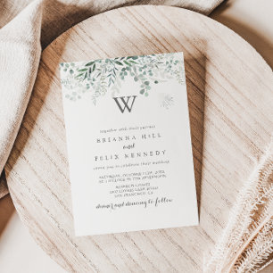 Modern Calligraphy Monogram Wedding Invitation