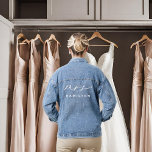 Modern Calligraphy Mrs wedding day Denim Jacket<br><div class="desc">For more wedding invitation wording options,  please see the complete elegant calligraphy wedding collection: https://www.zazzle.com/collections/modern_minimalist-119052317964885904?rf=238296117664346256</div>