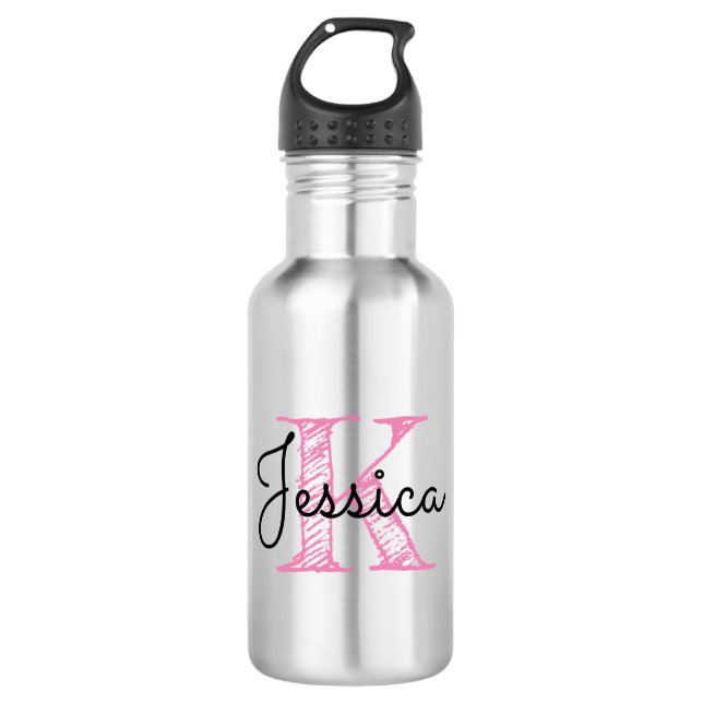 Modern Calligraphy Name Handwritten Style Monogram 532 Ml Water Bottle (Front)